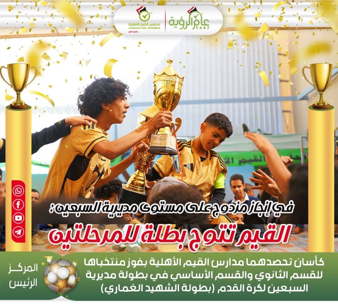  مدارس القيم بطلة مديرية السبعين لكرة القدم 